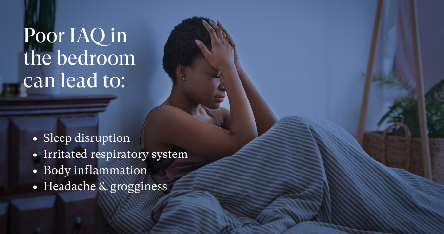 Polluted indoor air quality affects sleep, causing sleep disruption, irritated lungs, and inflammation throughout your body.