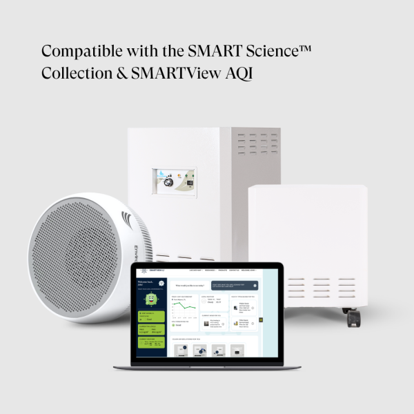 the enviroklenz smart iaq sensor is compatible with the smart science collection and smartview aqi