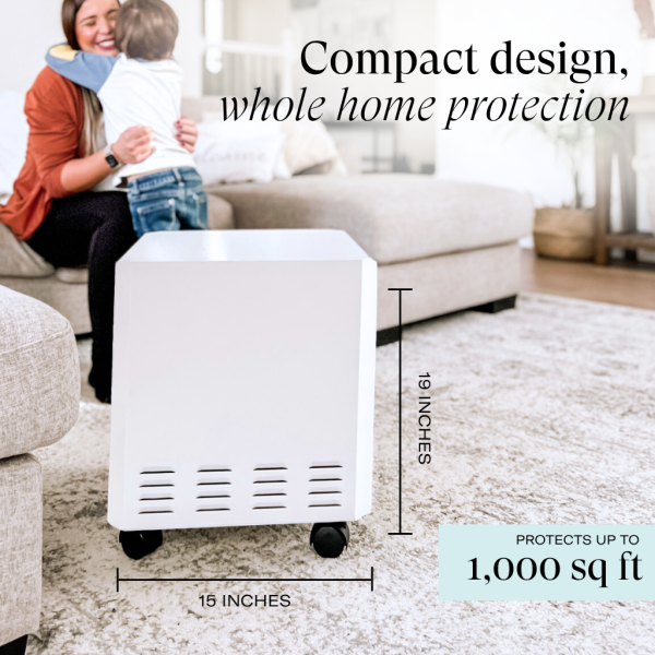the enviroklenz smart cube has compact design for whole-home protection